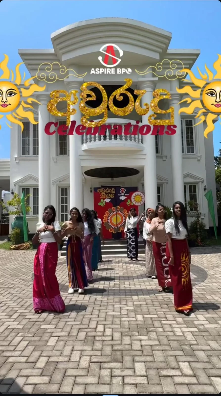 Aspire BPO colleagues in traditional attire at Avurudu Celebrations 2026 — photograph 1