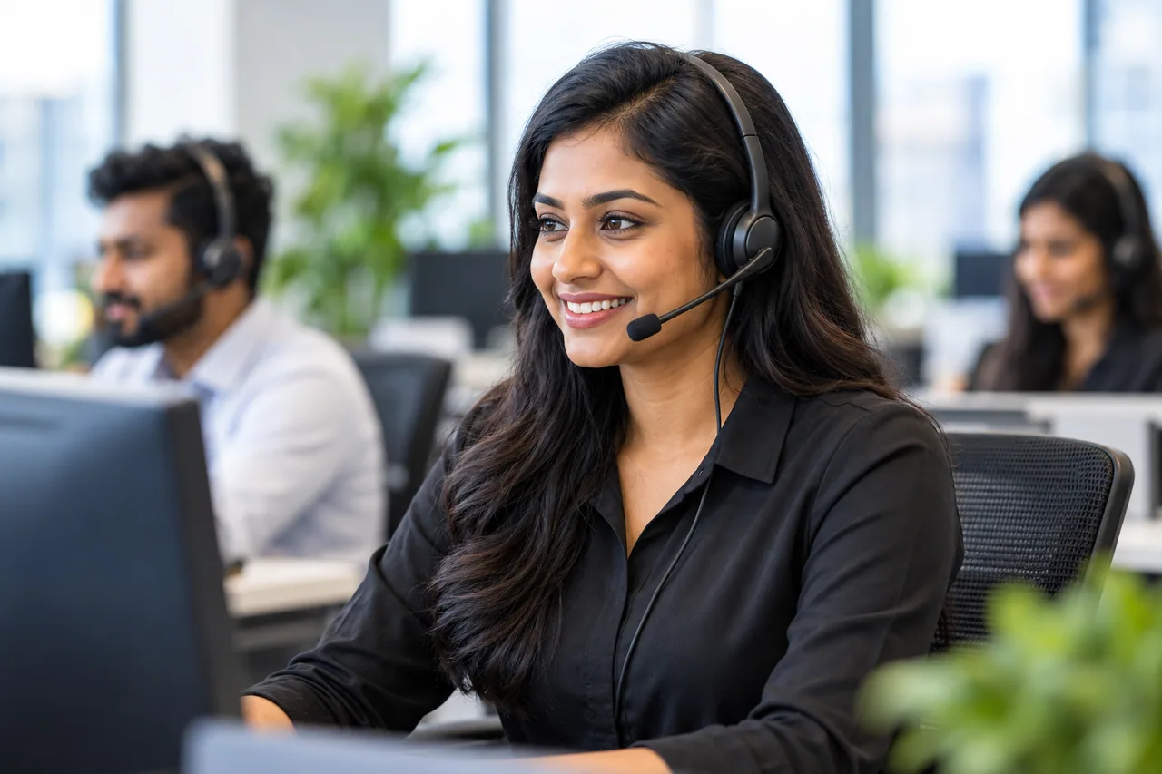 Illustrative customer support professional in a bright office